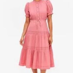 NWT Charter Club Cotton Pink Button-Front Dress Size Small